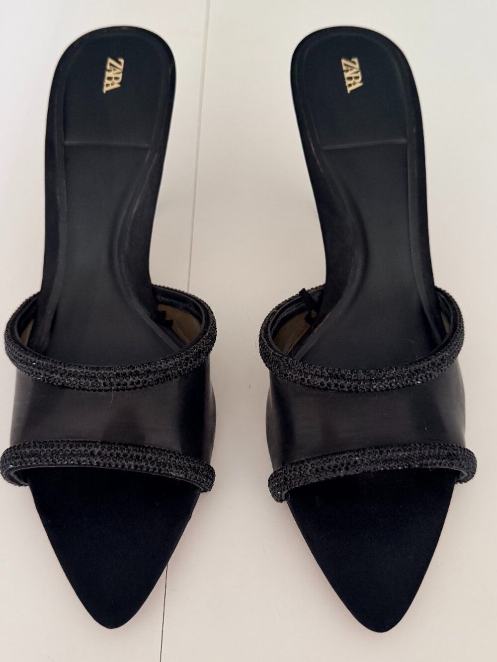 Zara Rhinestone Heel Vinyl Mules EU 40/US 9 Cocktail Party Evening Glam Sparkle